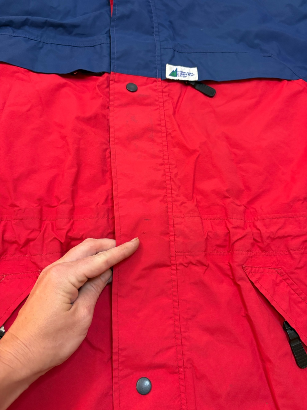 Vintage MEC 90s GoreTex Shell Colourblock Parka Jacket Mens M/L Gorpcore Red - Picture 5 of 16